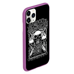 Чехол iPhone 11 Pro матовый Amon Amarth: Trio Skulls, цвет: 3D-фиолетовый — фото 2