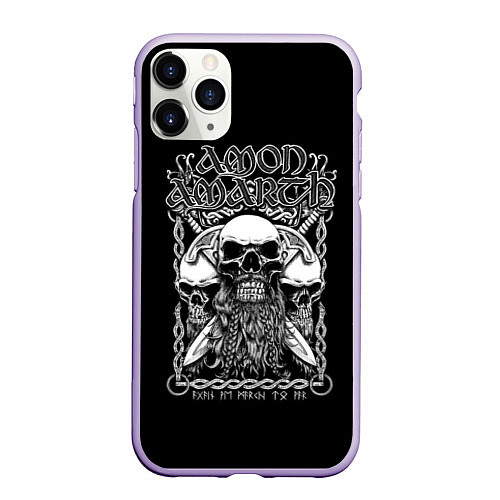 Чехол iPhone 11 Pro матовый Amon Amarth: Trio Skulls / 3D-Светло-сиреневый – фото 1