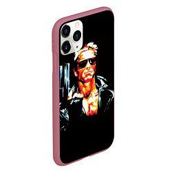 Чехол iPhone 11 Pro матовый Terminator with a pistol, цвет: 3D-малиновый — фото 2