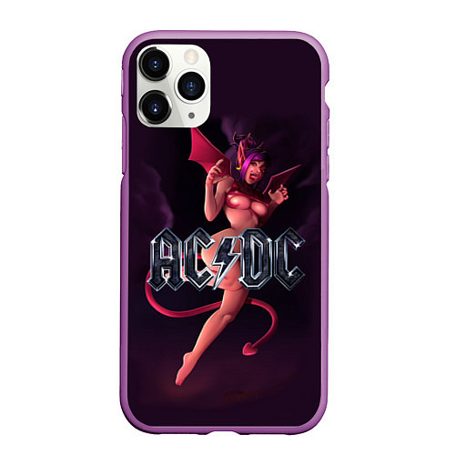 Чехол iPhone 11 Pro матовый AC/DC: Devil Girl / 3D-Фиолетовый – фото 1