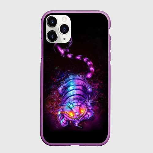 Чехол iPhone 11 Pro матовый Чеширский кот / 3D-Фиолетовый – фото 1
