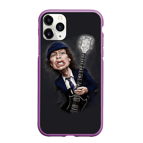 Чехол iPhone 11 Pro матовый AC/DC: Guitarist / 3D-Фиолетовый – фото 1