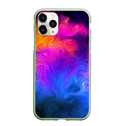 Чехол iPhone 11 Pro матовый Узор цвета / 3D-Салатовый – фото 1