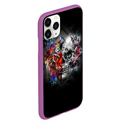 Чехол iPhone 11 Pro матовый Art skull, цвет: 3D-фиолетовый — фото 2