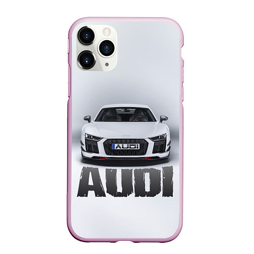 Чехол iPhone 11 Pro матовый Audi серебро / 3D-Розовый – фото 1