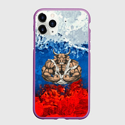 Чехол iPhone 11 Pro матовый Бык триколор, цвет: 3D-фиолетовый