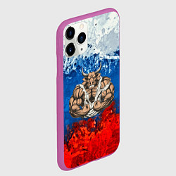 Чехол iPhone 11 Pro матовый Бык триколор, цвет: 3D-фиолетовый — фото 2