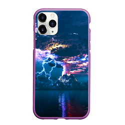 Чехол iPhone 11 Pro матовый Извержение вулкана, цвет: 3D-фиолетовый