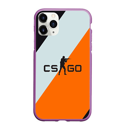 Чехол iPhone 11 Pro матовый CS:GO Asiimov Lines / 3D-Фиолетовый – фото 1