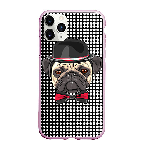 Чехол iPhone 11 Pro матовый Mr Pug / 3D-Розовый – фото 1