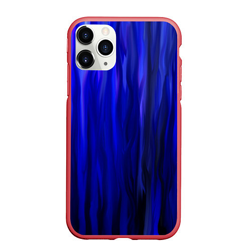 Чехол iPhone 11 Pro матовый Синее пламя / 3D-Красный – фото 1