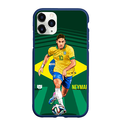 Чехол iPhone 11 Pro матовый Neymar Brazilian / 3D-Тёмно-синий – фото 1