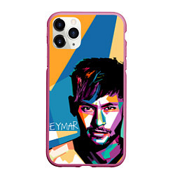 Чехол iPhone 11 Pro матовый Neymar Polygons, цвет: 3D-малиновый