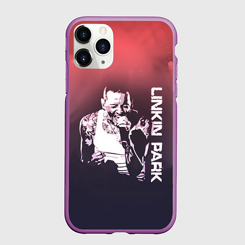 Чехол iPhone 11 Pro матовый Linkin Park Честер / 3D-Фиолетовый – фото 1