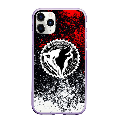 Чехол iPhone 11 Pro матовый Wolf / 3D-Светло-сиреневый – фото 1