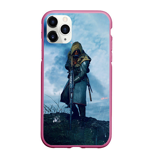 Чехол iPhone 11 Pro матовый Battlefield Warrior / 3D-Малиновый – фото 1