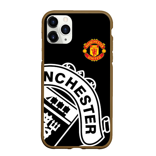 Чехол iPhone 11 Pro матовый Man United: Black Collection / 3D-Коричневый – фото 1