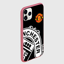 Чехол iPhone 11 Pro матовый Man United: Black Collection, цвет: 3D-малиновый — фото 2