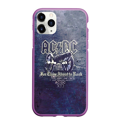 Чехол iPhone 11 Pro матовый ACDC пушка / 3D-Фиолетовый – фото 1