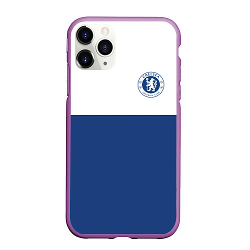 Чехол iPhone 11 Pro матовый Chelsea FC: Light Blue / 3D-Фиолетовый – фото 1