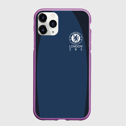 Чехол iPhone 11 Pro матовый Chelsea FC: London SW6 / 3D-Фиолетовый – фото 1