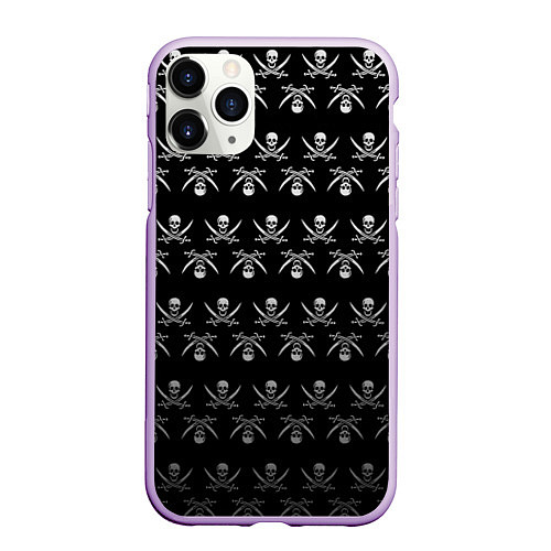 Чехол iPhone 11 Pro матовый Пиратский pattern / 3D-Сиреневый – фото 1