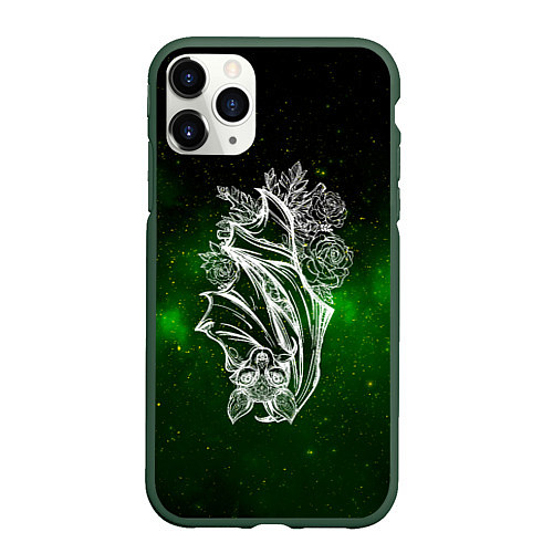 Чехол iPhone 11 Pro матовый Летучая мышь / 3D-Темно-зеленый – фото 1