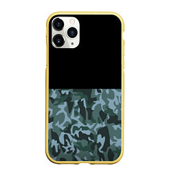 Чехол iPhone 11 Pro матовый Камуфляж: черный/синий