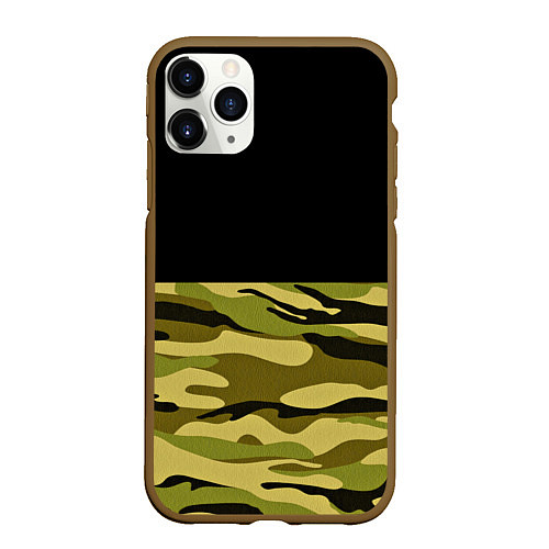 Чехол iPhone 11 Pro матовый Лесной Камуфляж / 3D-Коричневый – фото 1