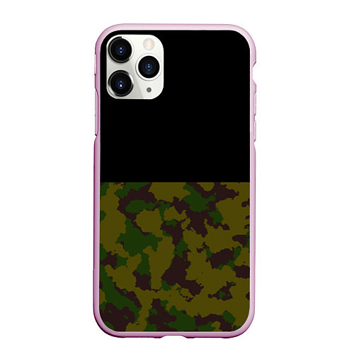 Чехол iPhone 11 Pro матовый Лесной Камуфляж 1 / 3D-Розовый – фото 1