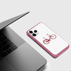 Чехол iPhone 11 Pro матовый Велосипед, цвет: 3D-малиновый — фото 2