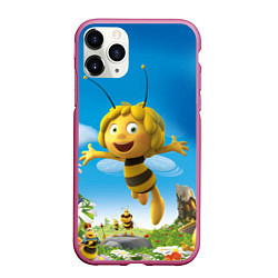 Чехол iPhone 11 Pro матовый Пчелка Майя, цвет: 3D-малиновый