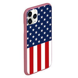 Чехол iPhone 11 Pro матовый Флаг США, цвет: 3D-малиновый — фото 2