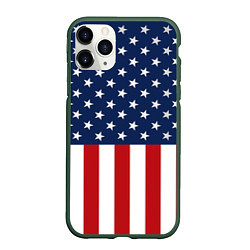 Чехол iPhone 11 Pro матовый Флаг США, цвет: 3D-темно-зеленый
