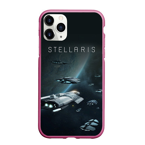 Чехол iPhone 11 Pro матовый Stellaris / 3D-Малиновый – фото 1