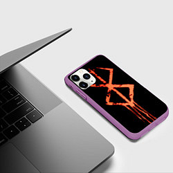 Чехол iPhone 11 Pro матовый Берсерк Клеймо символ, цвет: 3D-фиолетовый — фото 2
