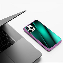 Чехол iPhone 11 Pro матовый Emerald lines, цвет: 3D-фиолетовый — фото 2