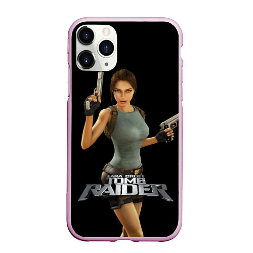 Чехол iPhone 11 Pro матовый TOMB RAIDER / 3D-Розовый – фото 1