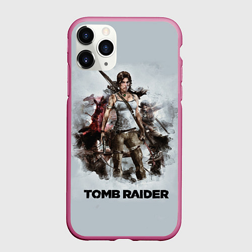 Чехол iPhone 11 Pro матовый TOMB RAIDER / 3D-Малиновый – фото 1