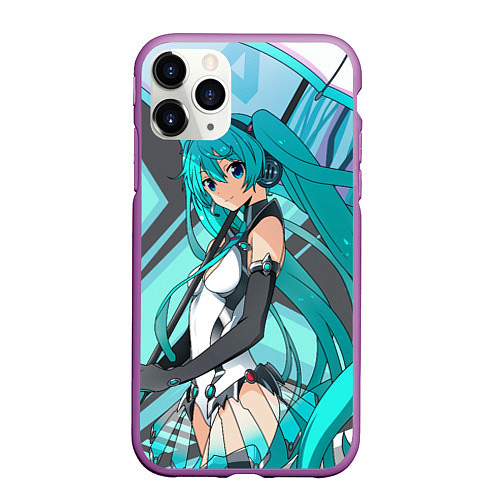 Чехол iPhone 11 Pro матовый Miku1 / 3D-Фиолетовый – фото 1