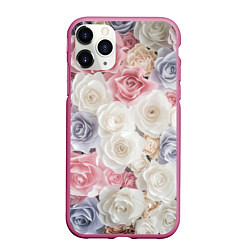 Чехол iPhone 11 Pro матовый Букет из роз, цвет: 3D-малиновый