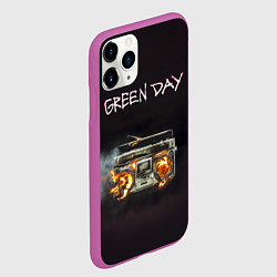 Чехол iPhone 11 Pro матовый Green Day магнитофон в огне, цвет: 3D-фиолетовый — фото 2