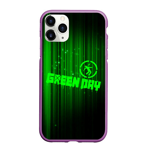Чехол iPhone 11 Pro матовый Green Day лучи / 3D-Фиолетовый – фото 1