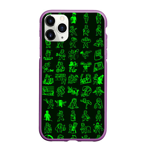 Чехол iPhone 11 Pro матовый Персонажи Fallout / 3D-Фиолетовый – фото 1