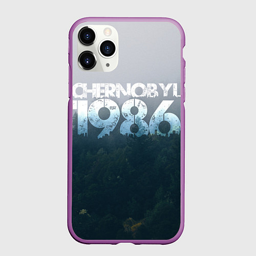 Чехол iPhone 11 Pro матовый Чернобыль 1986 / 3D-Фиолетовый – фото 1