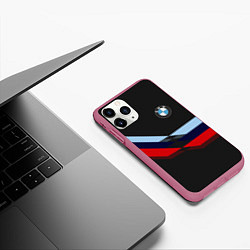 Чехол iPhone 11 Pro матовый Бмв Bmw Black, цвет: 3D-малиновый — фото 2