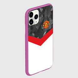 Чехол iPhone 11 Pro матовый Man United FC: Grey Polygons, цвет: 3D-фиолетовый — фото 2