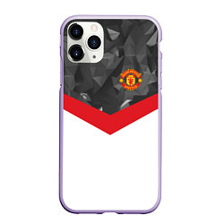 Чехол iPhone 11 Pro матовый Man United FC: Grey Polygons, цвет: 3D-светло-сиреневый