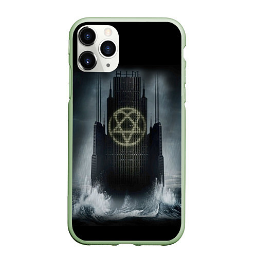 Чехол iPhone 11 Pro матовый HIM: Devil Castle / 3D-Салатовый – фото 1