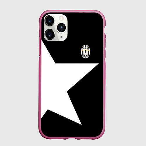 Чехол iPhone 11 Pro матовый FC Juventus: Star / 3D-Малиновый – фото 1